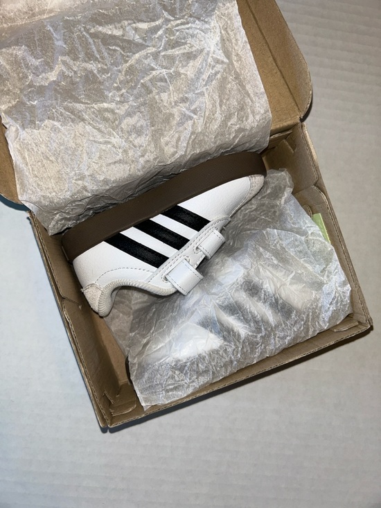 adidas White/Core Black/Gray One VL Court 3.0 Velcro Sneakers - Picture 15 of 16